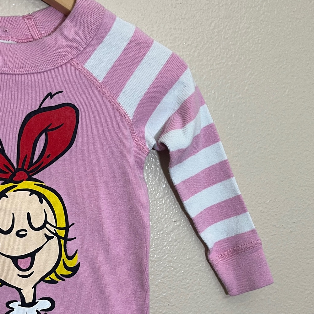 Hanna Andersson Pink Striped The Grinch Cindy Lou Who Organic Cotton Pajamas - Picture 4 of 13